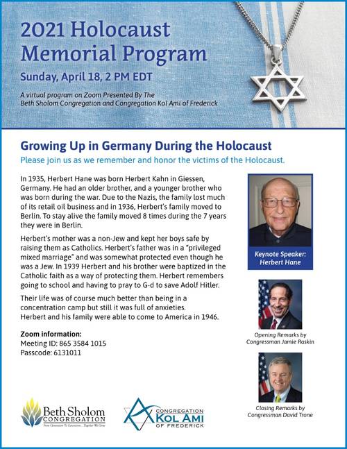 Banner Image for Holocaust Memorial Program with Speaker: Herbert Hane